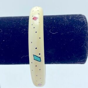 White Hand Made Art Deco Wooden Bracelet